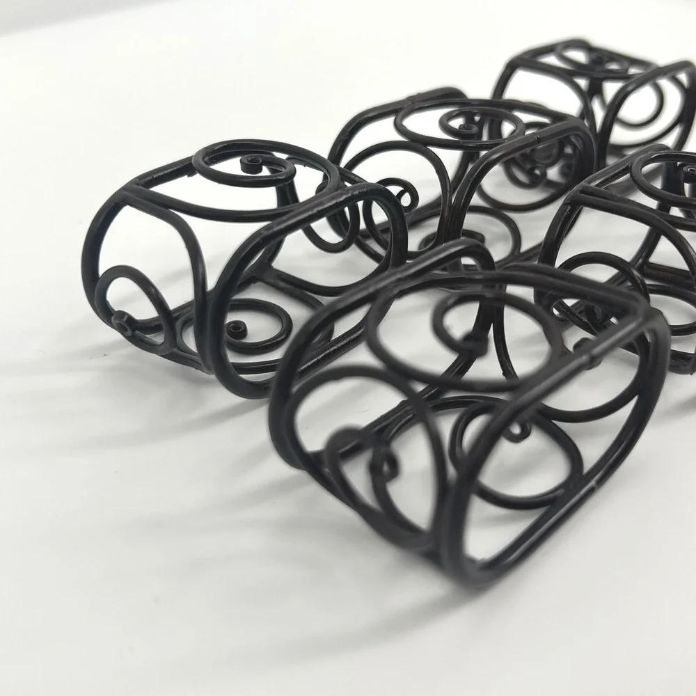Wire Scroll Metal Napkin Rings Black Set of 6 Vintage Table Decor Pier 1 Imports